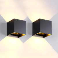 Modern Outdoor/Indoor LED Wall Sconces (2-Pack) 12W 3000K Warm L