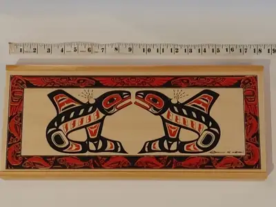 Haida Orca Wood Box Signed Clarence Wells, View more