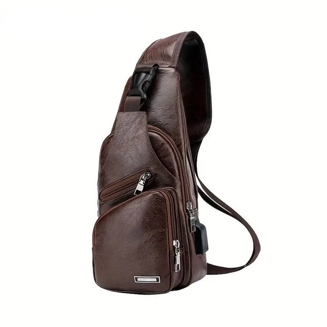Men's PU Leather Crossbody Bag, Retro Chest Bag (see more photos in Other in Kitchener / Waterloo - Image 3