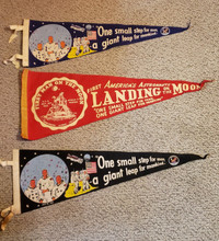 Three Original Vintage 1969 Pennants Apollo 11