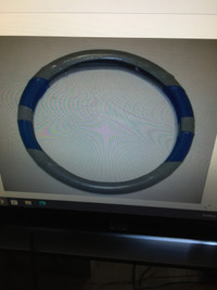 Two Toned Blue Leather Steering Wheel Cover - New