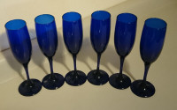 Vintage Libbey Cobalt Blue Champagne Flutes