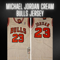 Michael Jordan Cream Bulls Jersey Medium & Large