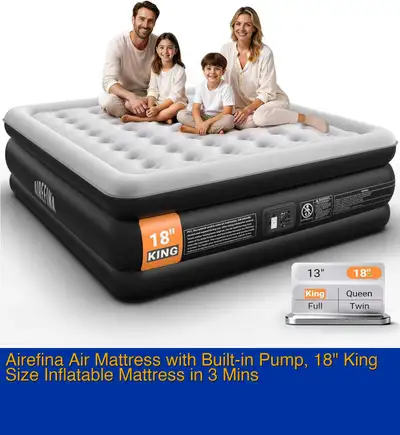 Airefina Air Mattress with Built-in Pump, 18" King Size Inflatab, View more