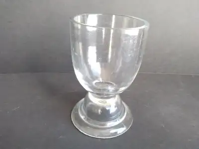 Pressed Glass Double Egg Cup from the early 1900's, very heavy glass, plain classic lines, 4.375" wi...