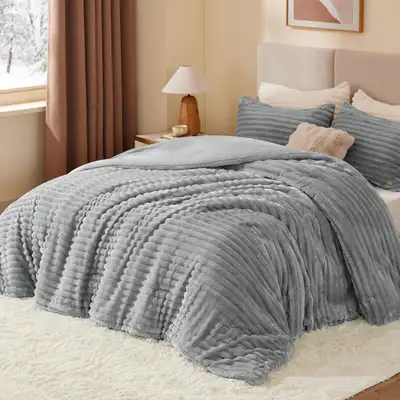 BEDELITE Fleece Queen Comforter Set -Super Soft & Warm Fluffy, View more