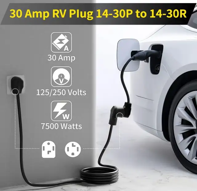 10 Feet 4 Prong EV / Dryer Cord, 30 Amp NEMA 14-30P to 14-30R in General Electronics in Markham / York Region - Image 4