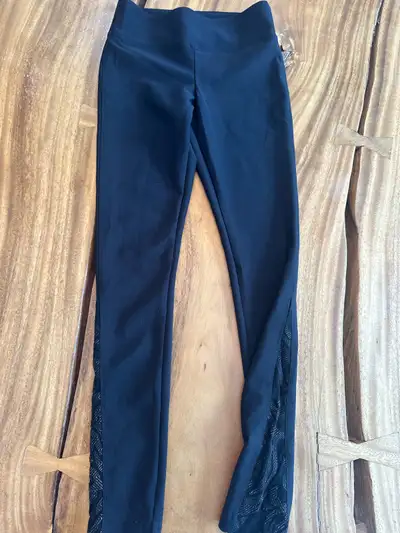 Black KORAL leggings size small - gold detail mesh on lower leg , View more