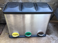 3 section Stainless Steel Recycle Bin 11.8 Gallon