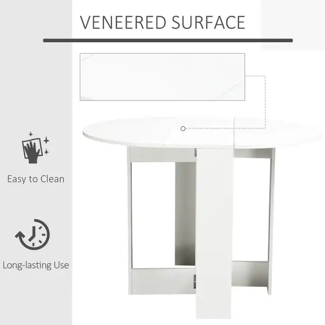 Folding Dining Table, 41" Drop Leaf Table for Small Spaces, Oval in Dining Tables & Sets in Markham / York Region - Image 6