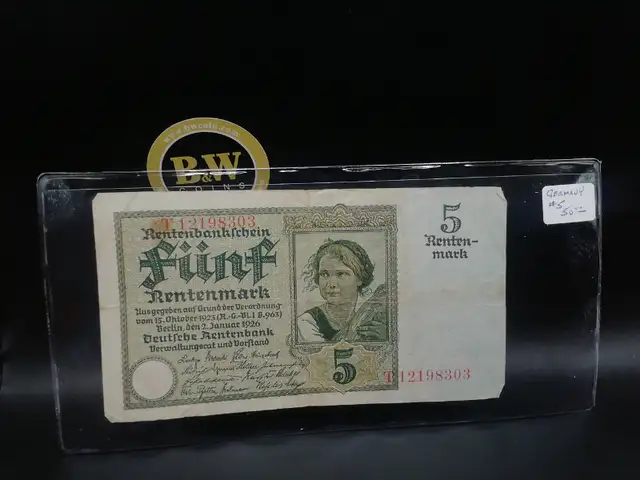Germany 5 Rentenmark #5 Banknote | Arts & Collectibles | Mississauga ...