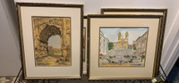  Four Italian watercolor, painted pictures  
