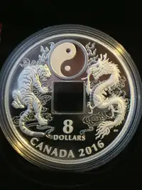 2016 TIGER & DRAGON Yin & Yang SILVER COIN-CANADA-MINT!!!