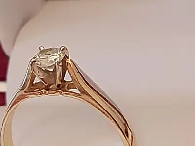 Yellow gold diamond ring..14K ..size 6.. . Round Cut Diamond Wei, View more