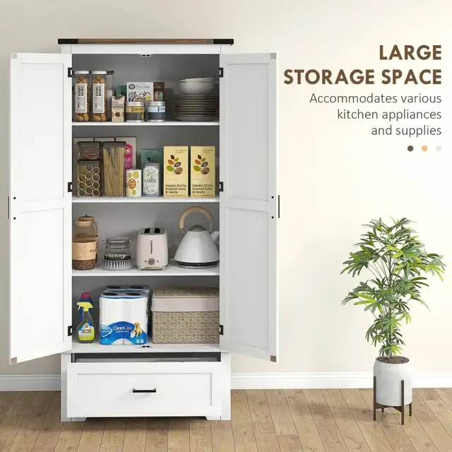 69" Tall Farmhouse Kitchen Pantry Cabinet with 2 Doors, Drawer a in Bookcases & Shelving Units in Markham / York Region - Image 6