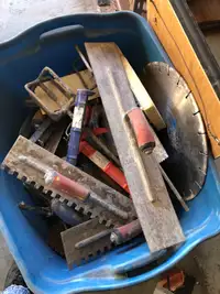 Large box of assorted tile tools $100