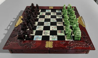 Rare Vintage Chess Chinese Set Carved Soapstone Pcs Like New