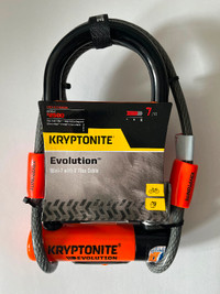 Kryptonite Evolution Mini 7 bicycle lock with 4 foot flex cable.