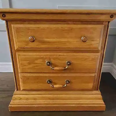 Solid oak nightstand, View more