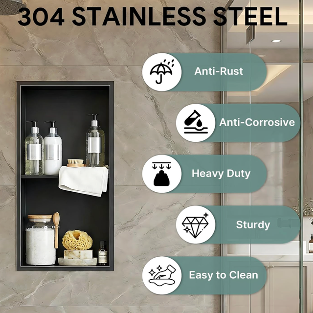 24"x12" Shower Niche Steel Double Shelf Organizer in Storage & Organization in Edmonton - Image 5
