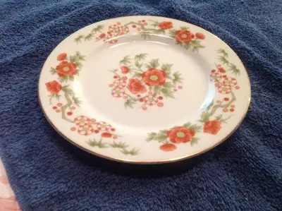 Pair of Dynasty vintage flower design bread plates, View more