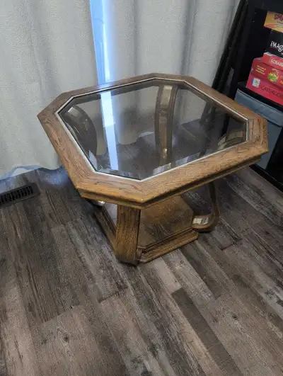 Wood and glass table, View more