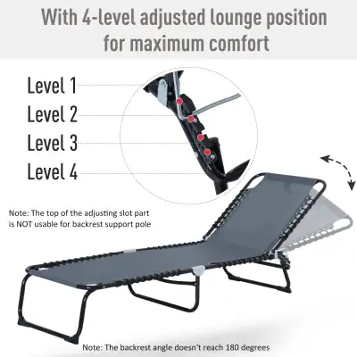 Outdoor Folding Lounge Chair, 4-Level Adjustable Chaise Lounge w, View more