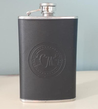 Captain Morgan stainless steel and leather wrapped rum flask