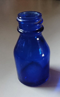 Vintage Collectible Cobalt Blue Glass Miniature Vicks Bottle
