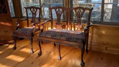 Antique Mahogany Chairs & Loveseat Set, View more