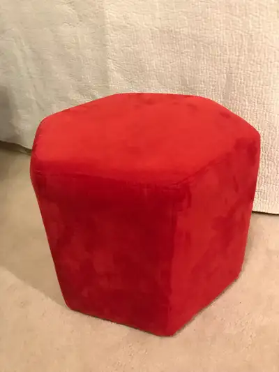 Microfiber red octagon ottomans, View more