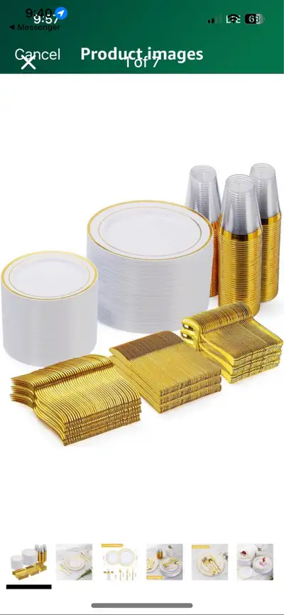 New 600 pc white Gold Dinnerware Set 100 person , View more