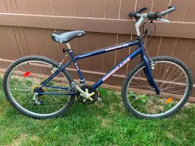 Renegade mountain bike, 26” wheels. Cromoly frame, 18 speed, twist grip gear selection, shimano. Sma...