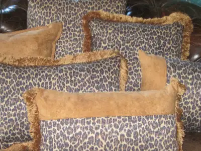Brand New Custom Leopard & Suede Down Feather Pillows, View more