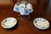 Expresso Cups and Saucers with cup tree