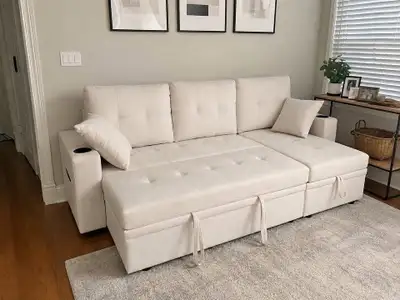 Must Go ASAP/// 3 seater sectional pull out sofa bed, View more