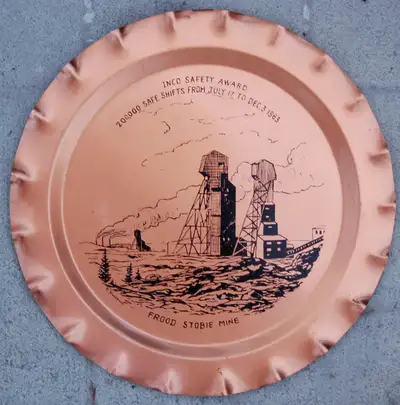 Vintage 1963 Copper Plate Inco Safety Award Sudbury Memorablilia, View more