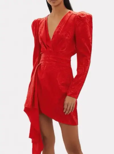Ronny Kobo Red Jacquard Mini Dress Size S, View more