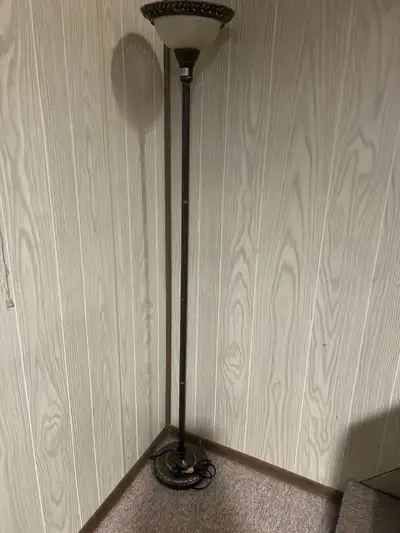 Illuminate your space with this elegant Torchiere floor lamp, featuring a classic design and soft am...