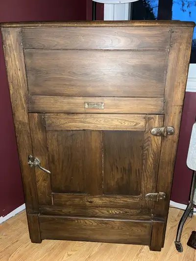 antique wooden icebox , View more