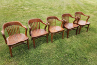 Vintage Hardwood Bankers Chairs