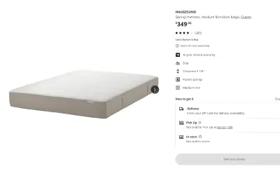 HAUGESUND Spring mattress, medium firm/dark beige, Queen Purchased from Ikea in end of December 2022...