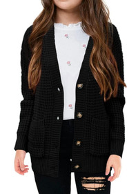 Imily Bela Girls Knit Cardigan w. Pockets - Black, size 160/13yo