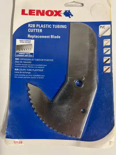 New, in original sealed packaging, a Lenox R2B replacement blade for plastic tube cutter.