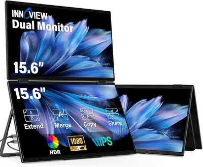 Laptop Screen Extender 15.6" Dual Portable Monitor 1080P FHD Fol, View more