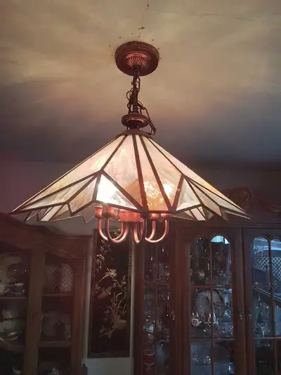Antique Stained Glass Chandelier, View more
