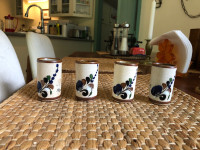 MCM Set Of Four Tonala Hand Painted Ceramic Mexican Shot Glasses