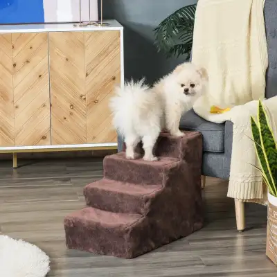 4-Steps Dog Ramp with Removable Cover, Brown, View more