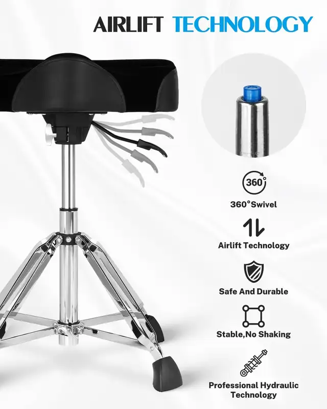 Hydraulic Drum Throne - Heavy Duty Saddle Seat, Adjustable Heigh in Drums & Percussion in Oshawa / Durham Region - Image 6