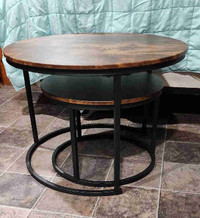 New nesting tables in rustic brown reg $99.99